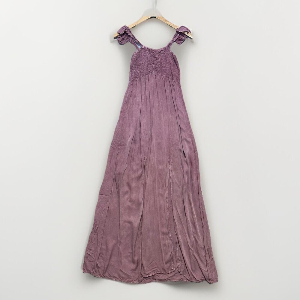 Raviya Off The Shoulder Maxi Dress Womens Size S Pink Mauve Mineral Wash Smocked